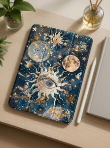 Beautiful Moon Planet Butterfly Pattern Transparent Silicone Shock-Absorbing Stand With Pen Slot, Suitable For Galaxy Tab A8 10.5, S6 Lite 10.4, S7/S8/S9Inch. It Supports Sleep Awakening As A Holiday Gift