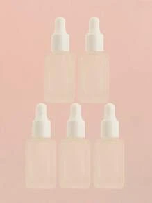 3/5/10/20pcs/Set Square Matte Empty Refillable Glass Dropper Bottles 5ml/8ml/10ml/15ml/20ml For Essential Oil, Serum, Perfume, Travel And DIY Use, White And Silver Cap