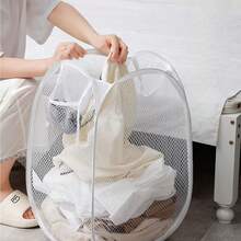 1pc Double-Bag Laundry Basket With Lid, Large Laundry Hamper With 2 Detachable Bags Inside, Foldable Dirty Clothes Storage Basket For Laundry Rooms, Bathrooms, And Dormitories, Home Organization, Back To School Supplies - Grey - View 6