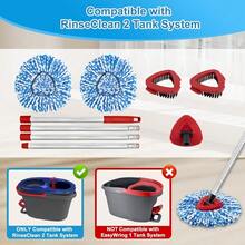 Complete Spin Mop Replacement Kit (Blue) – 2 Microfiber Mop Heads, 2 Scrub Brushes, 1 Base & 4-Section Extendable Handle | Compatible With O-Cedar EasyWring RinseClean 2-Tank System | Heavy-Duty Cleaning Refills For Floors, Tiles & Hard Surfaces | Quick-Release Easy Installation - Bộ 5 đầu lau nhà - Xem 3