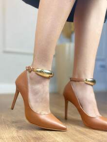 Angela Galvão Pumps With Gold Detail, 11cm Heel - 巧克力棕 - 查看 3