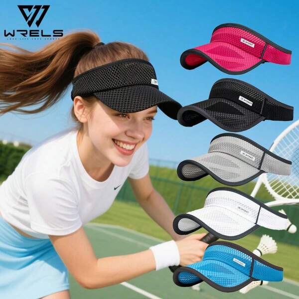 1 pieza Gorra de béisbol con visera de protección solar, fabricada en malla transpirable y de enfriamiento, adecuada para deportes como bádminton y tenis. Sombrero de ala ancha de protección solar para mujeres, gorra para correr, gorra de béisbol transpirable para hombres.