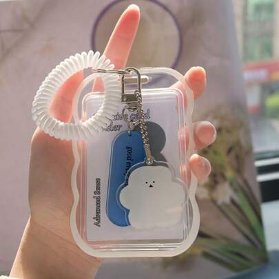 Minimalist Transparent ID/Card Holder, Student/School ID Badge Case, Fashion Keychain With Double-Sided Clear Premium Design