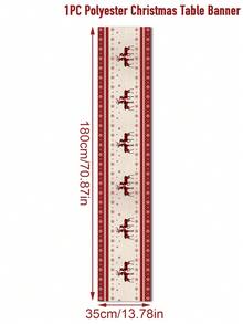 1Pc Christmas Polyester Table Runner Table Cloth,Christmas Table Flag With Deer Snowflake Design,Christmas Decoration Supplies,Xmas Party Decor,Home Decor,Table Decor,Christmas Decor,Christmas Gift - Snowflake Elk - View 5