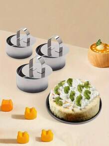 1/2/3pcs Cake Mousse Mold, Cake Ring----3.15Inch Stainless Steel Cake Mold Rings With Pushers, Mousse Cake Ring, Tart Rings, Pancake Molds, Baking Tools, Kitchen Gadgets