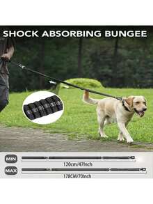 1 件，狗战术牵引绳，高强度牵引绳，4-6 英尺减震弹力牵引绳，配有 2 个软垫手柄，宠物腰带，适合中型到大型或超大型犬，适合日常遛狗，狗牵引绳，狗用具，黑色狗牵引绳。 - 彩色 - 查看 6