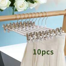 50 pezzi Grucce per pantaloni in acciaio inossidabile con fermagli regolabili, inodore e facili da usare, rastrelliera in metallo per asciugatura, gruccia per pantaloni rivestita in plastica, portapantaloni invisibile per uso domestico con fermaglio per biancheria intima, gruccia per pantaloni, abiti, sciarpe e gancio antiscivolo resistente, adatto per bagno, camera da letto, armadio, dormitorio