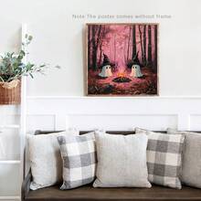 1pc Cute Witch Ghosts Print, Pinkoween, Pink Halloween Art Print, Spooky Vintage, Halloween Decor, Moody Wall Art, Dark Academia Print, Canvas Wall Art,Posters For Room,Home Decor,Room Decor Aesthetic,Room Decoration Stuff.Optional Frame. Fall Decor - 1pc - View 9