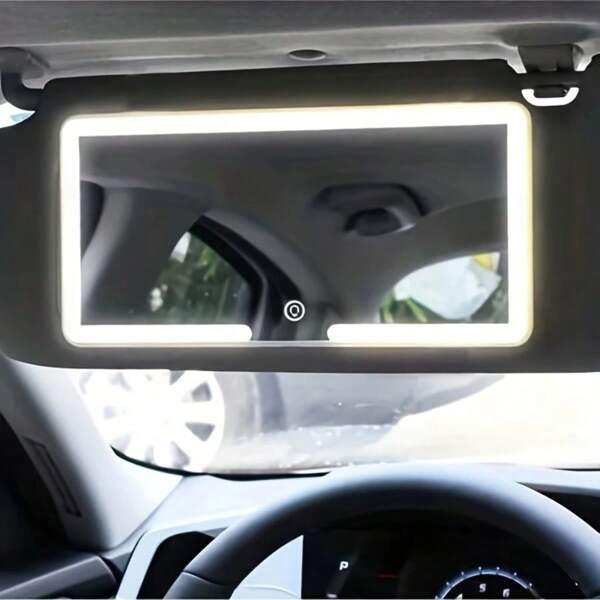 1 Stück LED Schminkspiegel für Auto Sonnenblende, Wiederaufladbarer Schminkspiegel, 600 mAh Akku, einstellbare Helligkeit, 3 Beleuchtungsmodi, Touchscreen, universell für Auto, LKW, SUV