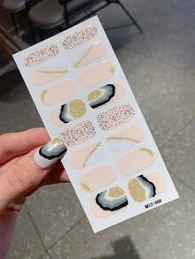 1 件新款豹纹全指甲贴，防水可移除指甲贴，适合女士使用，适合节日、派对、生日礼物