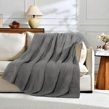Knit Throw Blanket,Classical Checkered Blanket For Couch,Cozy Warm Knitted Throw Blanket For Bed Sofa Living Room, Decorative Stretched Throw, Lightweigh,50"X 60"Oatmeal - Grey - 查看 9