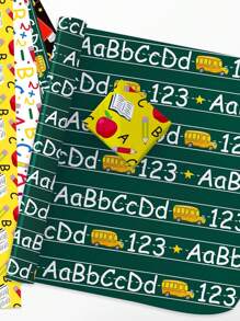 12 pièces Ensemble de papier cadeau de retour à l'école, 12 feuilles de 4 designs différents, décorations pour fête dans la salle de classe, le dortoir et les événements de bienvenue, papier artisanal