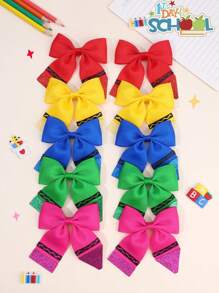 10pcs Back To School Hair Bows For Girls Sparkly Colorful Bow Alligator Clips Cute Sweet Pencil Hair Clips First Day Of School Barrettes New Semester Student Gift Hairpins Kids Hair Accessories