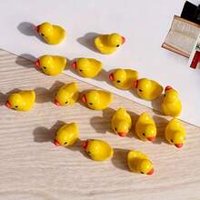 100 件迷你黄色树脂鸭子雕塑，适用于小景观、花园、水族馆、盆栽植物装饰、游戏、娃娃屋装饰和办公室减压 - 黃色 - 查看 4