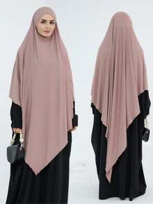 1 chiếc khăn trùm đầu Jersey trơn có dây buộc, tiện lợi khi mặc hàng ngày với Abaya Khimar, phù hợp với mọi mùa để mặc trang phục - Nhiều màu - Xem 3