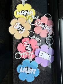 Daisy Custom Bag Charm, Backpack Tags, Girls Keychain, Tag, Acrylic Keychain, Groovy Letter Charm, Backpack Name Tag, Glitter Daisy Back To School Gifts