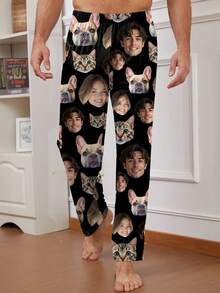 Personalized Men's Pajama Pants, Unique Couple Portrait/Pet Customized Print,Colorful,Cute,Adorable,Contracted,Funny,Custom,Unique,Customized,Personalized,Ideal Gifts For Him,Ideal Gifts For Her,Boyfriend,Girlfriend,Family,Friends,Her,Customized Men Loungewear,Delicate Romance, Fall,Underwear & Sleepwear,Christmas Home Atmosphere,Anniversary Gift, Valentine Gift, Birthday Gift, Wedding Gift,New Year's Eve Outfit
