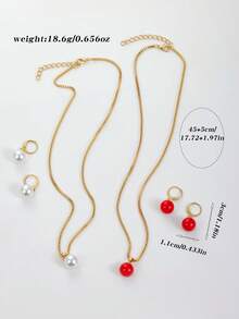 3 件珍珠吊坠项链和耳环套装，新款奢华时尚珠宝，金耳环和项链，百搭优雅，生日礼物，3 件仅售 1 件