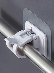 6 件套窗帘杆挂钩支架，多功能支架毛巾杆固定夹，无需钻孔粘合安装，适用于酒店和家庭使用，易于安装的窗帘挂钩夹