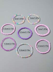 imoli 8pcs/Set Boho Beach Resin Beaded Bracelets, Dopamine Color Stone Chips, Adjustable Jewelry Bracelet Set For Beach Lovers And Daily Vacation Wear (Bead Quantity And Stone Size May Vary Slightly)