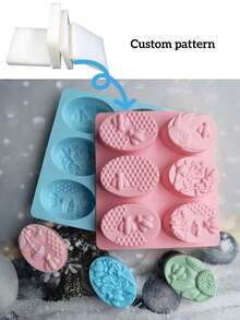1 pieza / Molde de jabón de abeja ovalado de 6 enlaces personalizado, molde de silicona para pasteles, helados, flanes, postres, utensilios de repostería - Multicolor - Ver 2