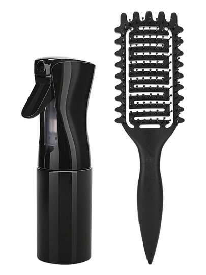 مجموعة أداة تصفيف الشعر: 1 قطعة رذاذ شعر 300 مل، 1 قطعة فرشاة تجعيد الشعر، فرشاة تجعيد 2024، فرشاة شعر قابلة للتنفس لتشكيل وتحديد الشعر المجعد، مناسبة للنساء والرجال، تقلل من الشد