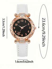 Set de 6 relojes de mujer con correa de piel de estrella de mar blanca - Esfera de escala de barra de moda, relojes de cuarzo minimalistas casuales para uso diario