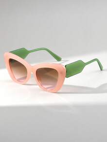 1 副女士绿色猫眼时尚眼镜，时尚海滩配饰，化妆眼镜，休闲商务礼品，豹纹，适合夏季海滩度假、户外、旅行 - 彩色 - 查看 13