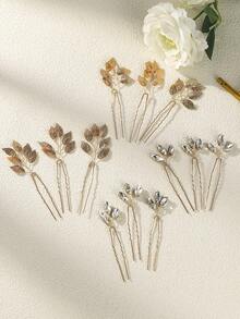 12pcs Bride Hair Accessories Vintage Gold Leaf Hair Pins Bridesmaid Headpiece For Wedding Hair Pins Bride And Bridesmaid Hairstyle Accessories ﻿ - Gold - View 6