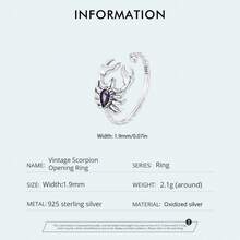 WOSTU 正品 925 純銀神秘蠍子復古精緻戒指原創設計精美珠寶 - 銀色 - 查看 8