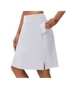 Women's 20" Knee Length Skorts Skirts Athletic Tennis Golf Running Skirts For Women Long Skorts Skirts For Women With Pockets Tennis Skirt Skort - 白色 - 查看 3