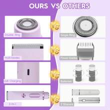 Women Bikini Trimmer, Dual-Head Hair Trimmer For Women,2-In-1 Bikini Shaver With Ceramic Blade Heads & Type-C Charging Port, Electric Razors For Women Pubic Hair,Underarms,Legs,Arms,Face - Multicolor - View 6