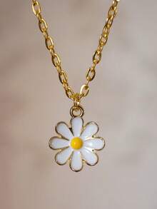 suteyi Daisy Necklace, Cute Quirky Floral Gold And Enamel Daisy Fashion Jewellery Necklace For Girl - Multicolor - View 2