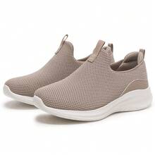 Skechers BOB'S SPORT 女士休闲轻便运动鞋，舒适透气，适合步行、运动、日常穿着和旅行，建议选购比平时小一码的尺码，117572-TPE 步行鞋，徒步鞋 - 灰褐色 - 查看 3