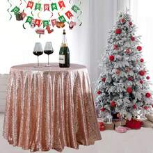 2pcs Black Sequined Tablecloths, 35 Inch Round Small Glitter Tablecloth For Birthday, Cake, Party, Christmas, Wedding, Home And Outdoor Decor - Multicolor - View 11