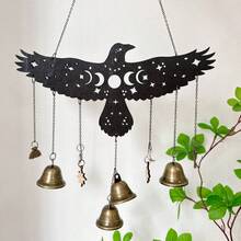 1 件巫婆铃铛木制壁挂装饰，适用于装饰庭院、客厅、阳台、窗户，风力驱动，理想的礼物，节日氛围装饰，万圣节装饰家居装饰秋季装饰房间装饰秋季装饰