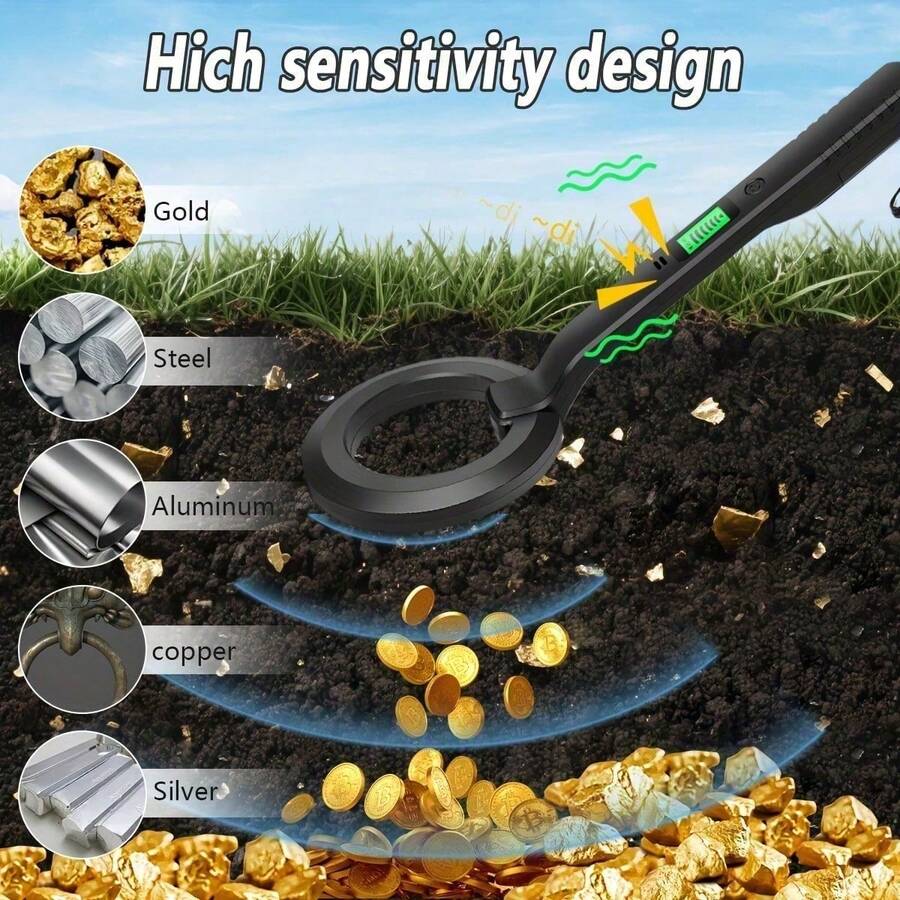 Upgraded Professional Waterproof Metal Detector, High Precision Portable Underground Treasure Hunting Equipment, Intelligent Security Scanning Device + Outdoor Archaeology Multifunction Set (Batteries Not Included)