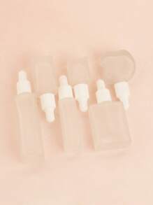 3/5/10/20pcs/Set Square Matte Empty Refillable Glass Dropper Bottles 5ml/8ml/10ml/15ml/20ml For Essential Oil, Serum, Perfume, Travel And DIY Use, White And Silver Cap