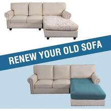 2025 New Sectional Couch Covers 8 Pieces Stretch Sofa Covers Sectional Sofa Set Separate L Shaped Couch Cover Both Left/Right Couch (And Back: 1 Chaise + 3 Sofa, Ivory), Modern Comfortable Sofa Covers - Storm Blue - 查看 7