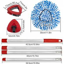 Complete Spin Mop Replacement Kit (Blue) – 2 Microfiber Mop Heads, 2 Scrub Brushes, 1 Base & 4-Section Extendable Handle | Compatible With O-Cedar EasyWring RinseClean 2-Tank System | Heavy-Duty Cleaning Refills For Floors, Tiles & Hard Surfaces | Quick-Release Easy Installation - Bộ 5 đầu lau nhà - Xem 2