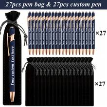 27pcs Customized Luxury Soft Touch Pens With 27 Black Pencil Cases, Rubber Round Ballpoint Pens, Personalized Writing Tools, Suitable For Engraving Names And Company Websites, Ideal For Men, Anniversary, Christmas, School Supplies, Birthday Gifts, Stationery, Back To School