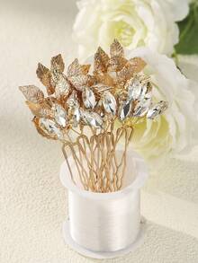 12pcs Bride Hair Accessories Vintage Gold Leaf Hair Pins Bridesmaid Headpiece For Wedding Hair Pins Bride And Bridesmaid Hairstyle Accessories ﻿ - Gold - View 4