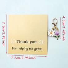 3pcs/5pcs/10pcs Simple Daisy & Purple Tulip Keychain Set, Paired With "Thank You For Helping Me Grow" Appreciation Card, Floral Keychains, Suitable For Teacher's Day, Friendship Growth Commemoration, Flower Lover Gifts, Can Be Used As Key And Bag Charms Car Accessories Cute Goth Y2k - Multicolor - View 2
