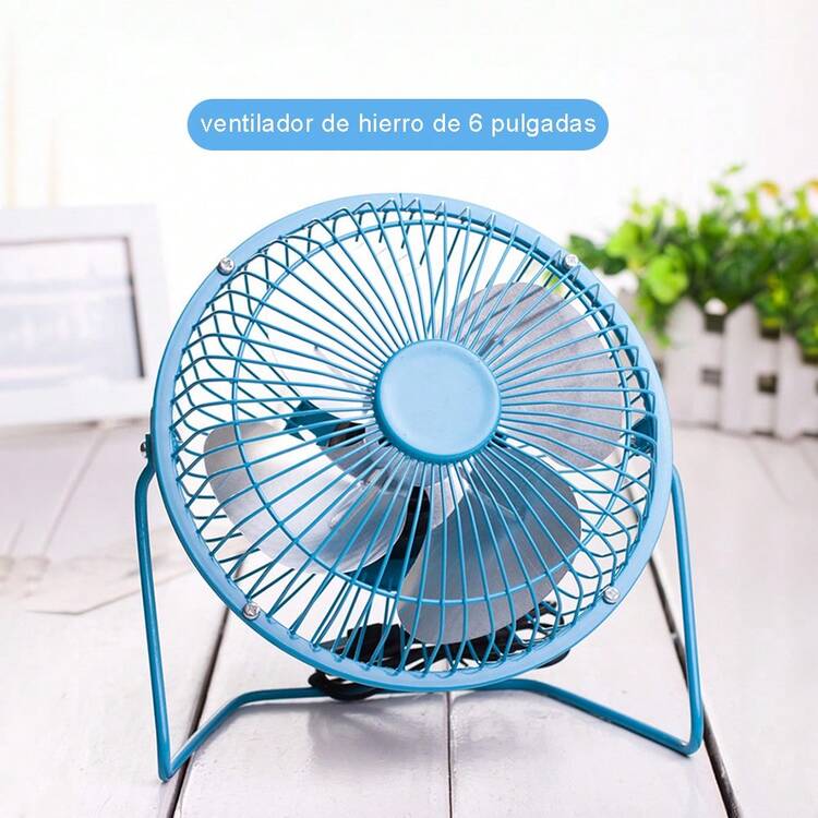 Ventilador pequeño de escritorio, ventilador USB de cuatro aspas de aluminio, silencioso y con viento súper fuerte, mini ventilador portátil para oficina en casa, regalo ideal de verano. - Azul - Añade 1