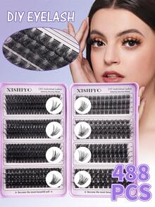 616/512/488Pcs D Roll 大容量大容量睫毛书睫毛延长套件 10D+20D+30D+40D +50D+60D+80D/50D+60D+80D+100D 自然眼妆假睫毛 10-16 混合防水化纤貂毛 3D 单睫毛束易于携带可重复使用适合日常外出、节日、日常化妆、角色扮演睫毛、全妆日常佩戴 640/448/576/570/544/560/240/184/120 件 - 彩色 - 查看 4