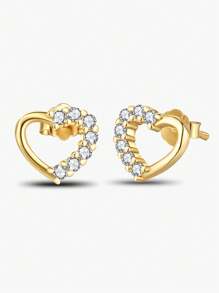 A Pair Of 925 Sterling Silver Asymmetrical Heart-Shaped Earrings, Women's Jewelry, A Casual And Exquisite Women's Jewelry Gift For Valentine's Day.