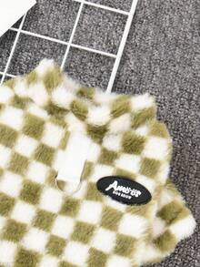 秋冬宠物狗衣服、牵引绳和毛绒千鸟格纹卫衣，适合贵宾犬、泰迪犬、猫咪等小型犬，通用保暖服装