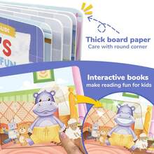beartale 一套儿童推拉滑动互动游戏书，河马主题探索游戏书，一本引人入胜的幼儿刷牙互动书，包含推、拉、滑等设计，集活动书和早教玩具于一体，配有生动插图。 - 彩色 - 查看 8