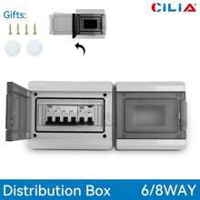 CILIA 2/6/8 Way Circuit Breaker Box,IP54 Distribution Protection Box With PC Plastic Breaker Box Cover Miniature Electrical Breaker Box Enclosure,Transparent Plastic Shell Design,For Indoor Outdoor Wall,Home, Garden Or Outdoor Use