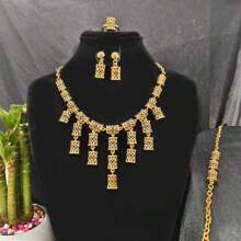 5pcs Middle Eastern Bridal Jewelry Set Necklace Earrings Ring Bracelet Accessory